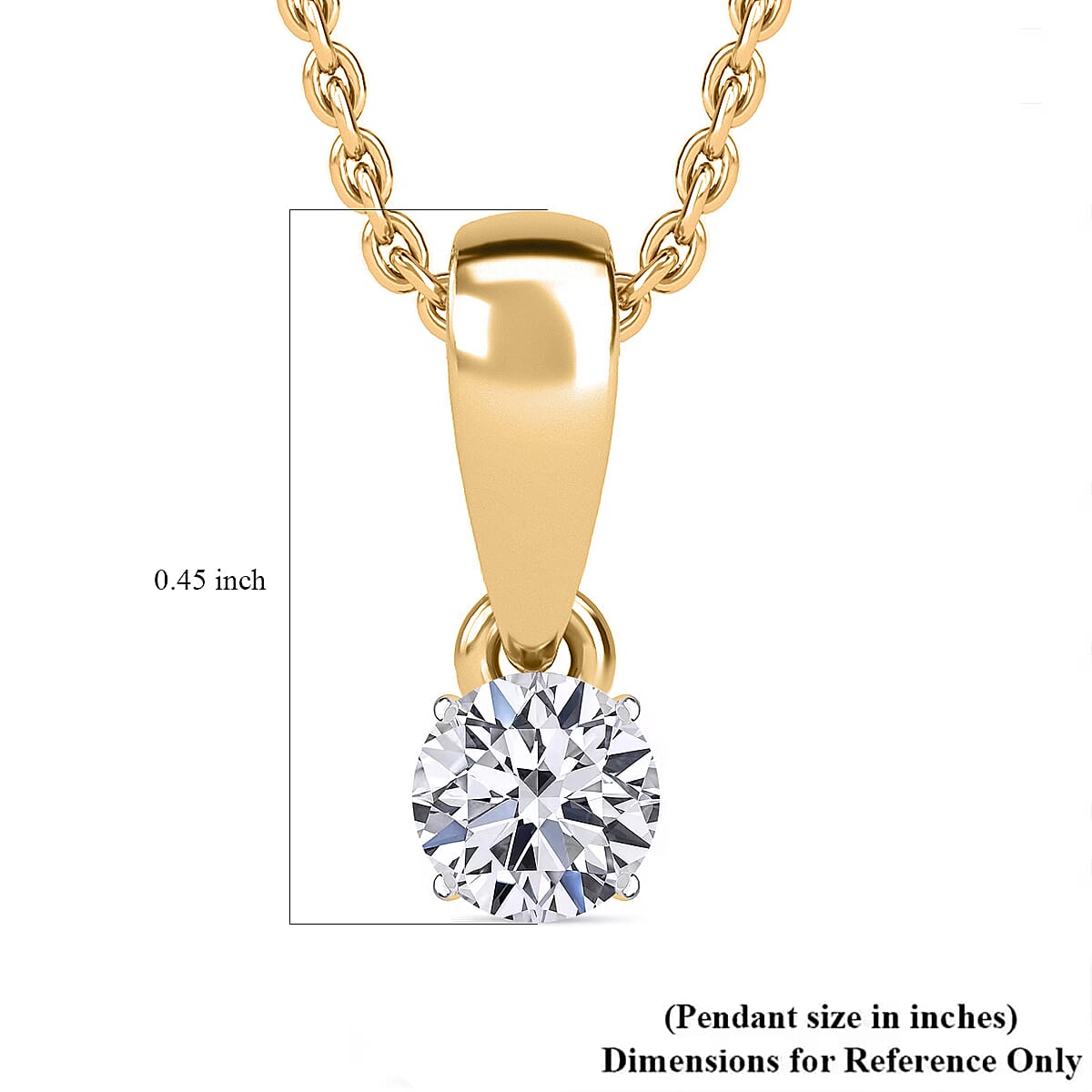 Luxuriant Lab Grown Diamond SI 0.50 ctw Pendant Necklace in 18K Vermeil Yellow Gold Over Sterling Silver 20 Inches