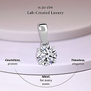 Luxuriant Lab Grown Diamond 0.50 ctw Pendant Necklace in Rhodium Over Sterling Silver 20 Inches