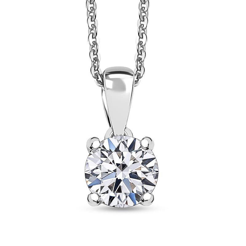 Luxuriant Lab Grown Diamond Pendant Necklace in Rhodium Over Sterling Silver 1.10 ctw (E-F, VS) (20 Inches)