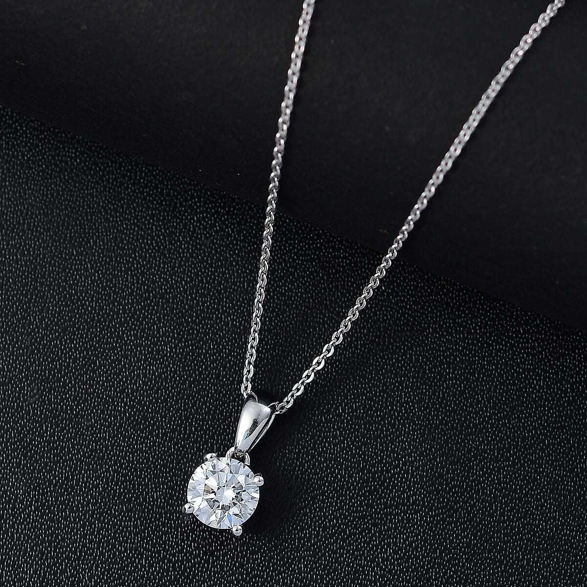 Luxuriant Lab Grown Diamond E-F VS 1.10 ctw Pendant Necklace in Rhodium Over Sterling Silver 20 Inches image number 1