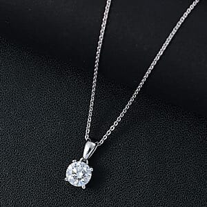 Luxuriant Lab Grown Diamond Pendant Necklace in Rhodium Over Sterling Silver 1.10 ctw (E-F, VS) (20 Inches)
