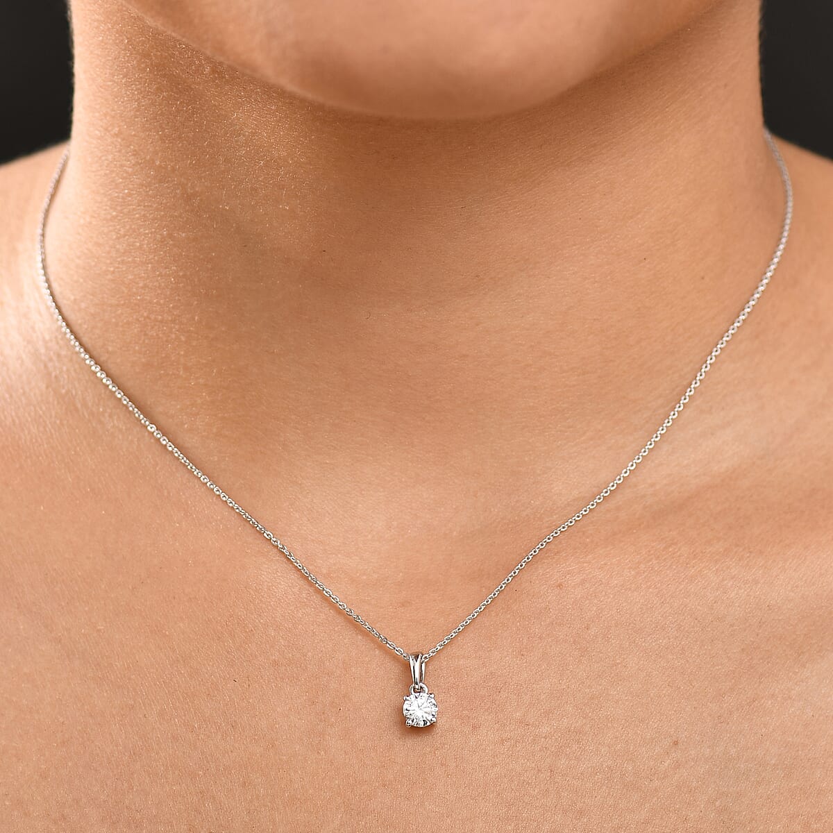 Luxuriant Lab Grown Diamond E-F VS 1.10 ctw Pendant Necklace in Rhodium Over Sterling Silver 20 Inches image number 2