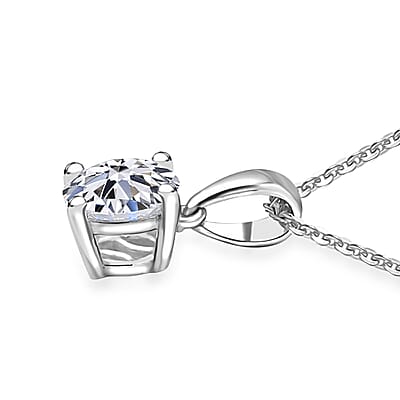Luxuriant Lab Grown Diamond Pendant Necklace in Rhodium Over Sterling Silver 1.10 ctw (E-F, VS) (20 Inches)