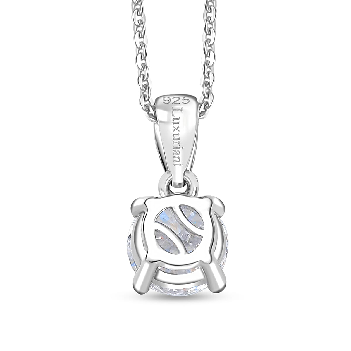 Luxuriant Lab Grown Diamond E-F VS 1.10 ctw Pendant Necklace in Rhodium Over Sterling Silver 20 Inches image number 4