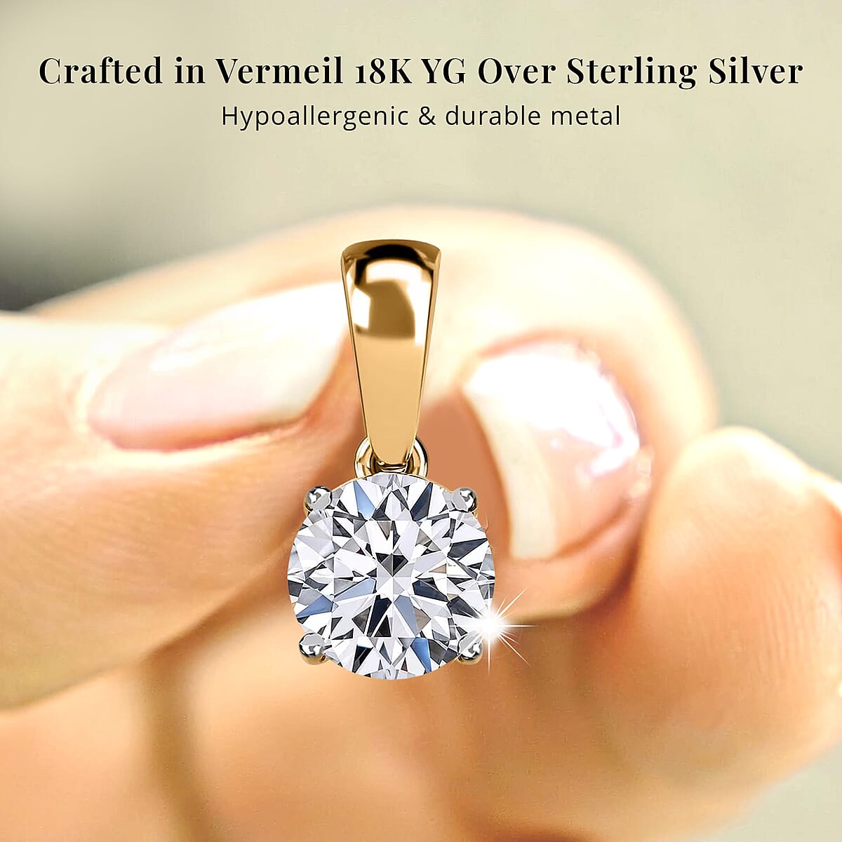 Luxuriant Lab Grown Diamond E-F VS 1.10 ctw Pendant Necklace in 18K Vermeil Yellow Gold Over Sterling Silver 20 Inches image number 4