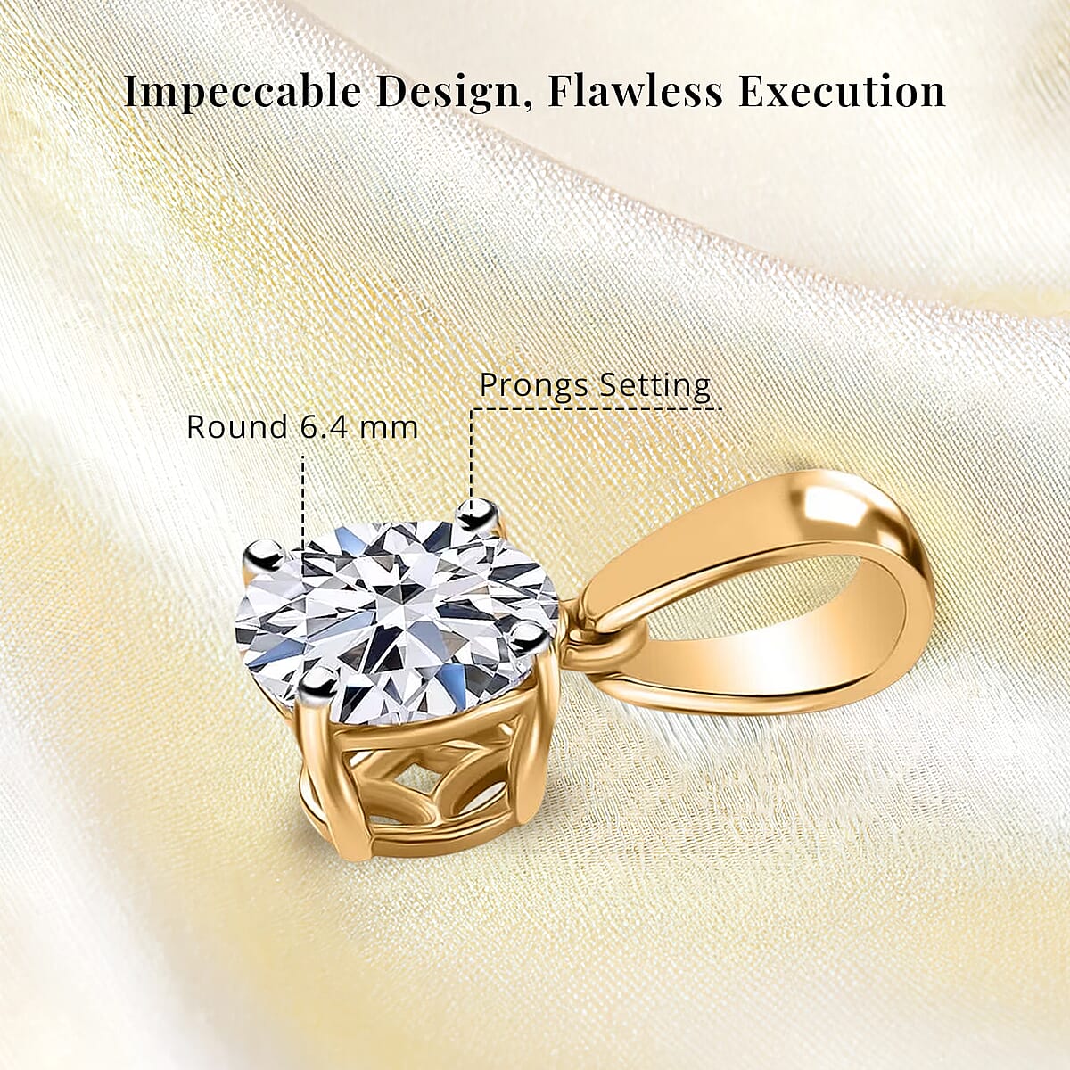 Luxuriant Lab Grown Diamond E-F VS 1.10 ctw Pendant Necklace in 18K Vermeil Yellow Gold Over Sterling Silver 20 Inches image number 5