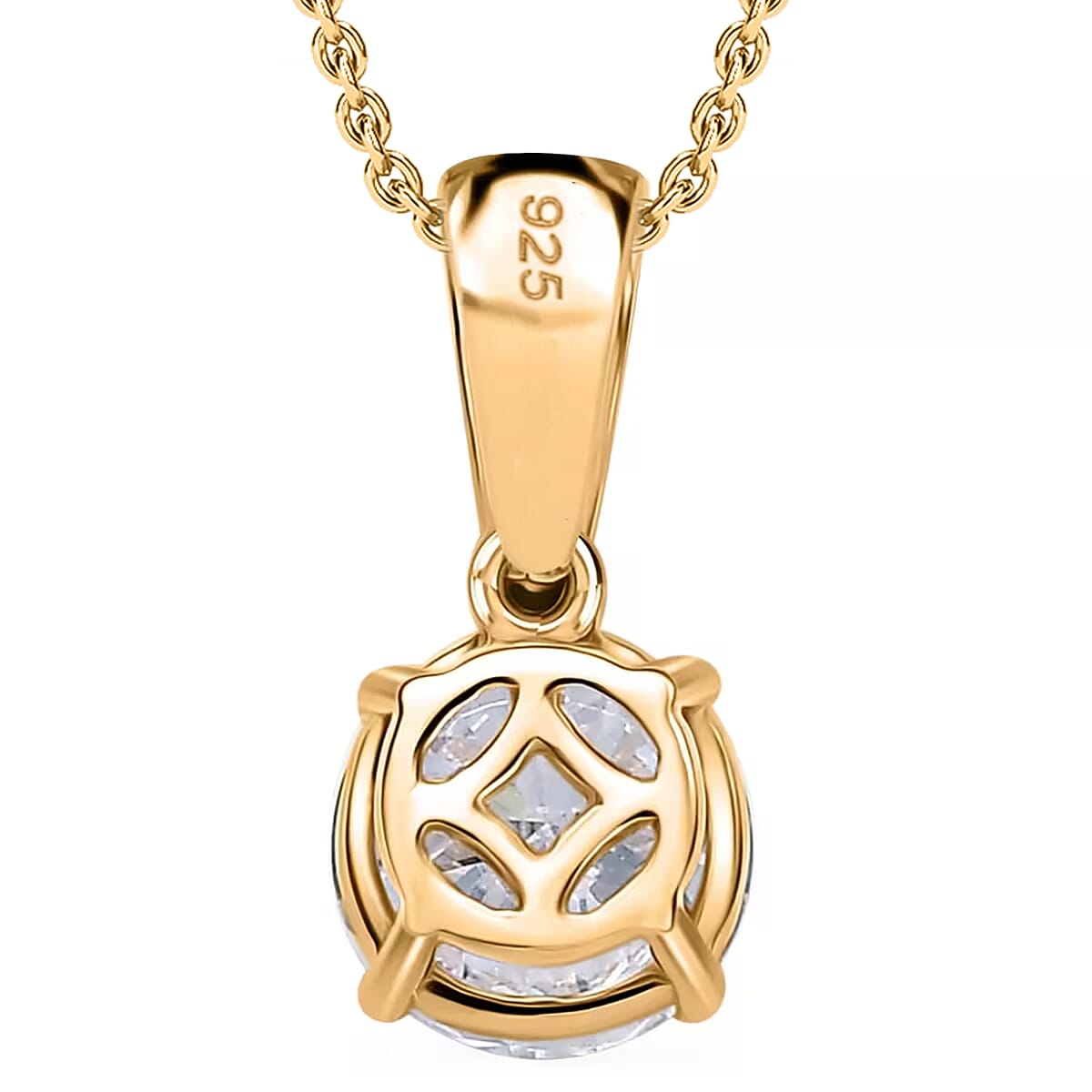 Luxuriant Lab Grown Diamond E-F VS 1.10 ctw Pendant Necklace in 18K Vermeil Yellow Gold Over Sterling Silver 20 Inches image number 8