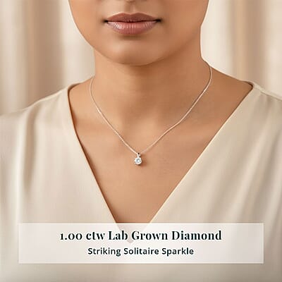Luxuriant Lab Grown Diamond E-F VS 1.00 ctw Pendant Necklace in 14K White Gold 20 Inches