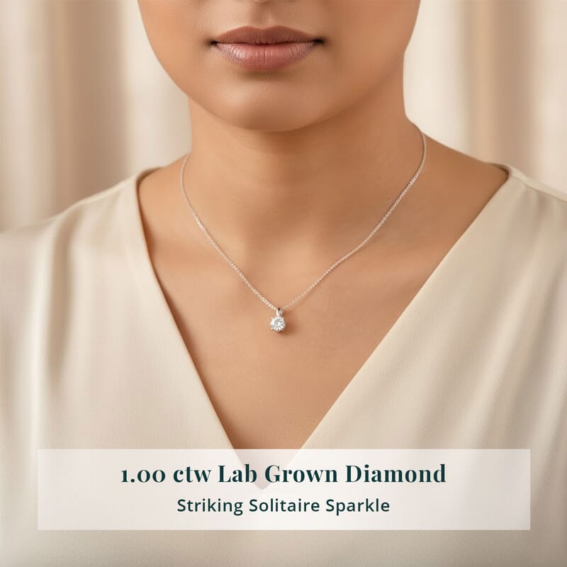 Luxuriant Lab Grown Diamond E-F VS 1.00 ctw Pendant Necklace in 14K White Gold 20 Inches