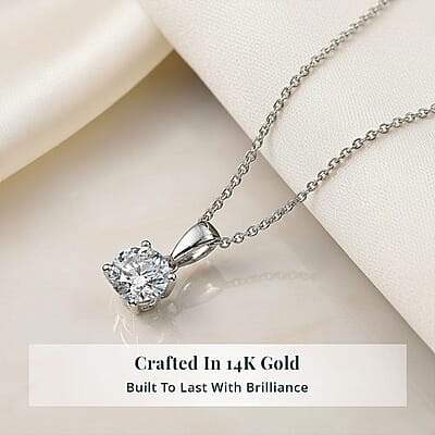 Luxuriant Lab Grown Diamond E-F VS 1.00 ctw Pendant Necklace in 14K White Gold 20 Inches