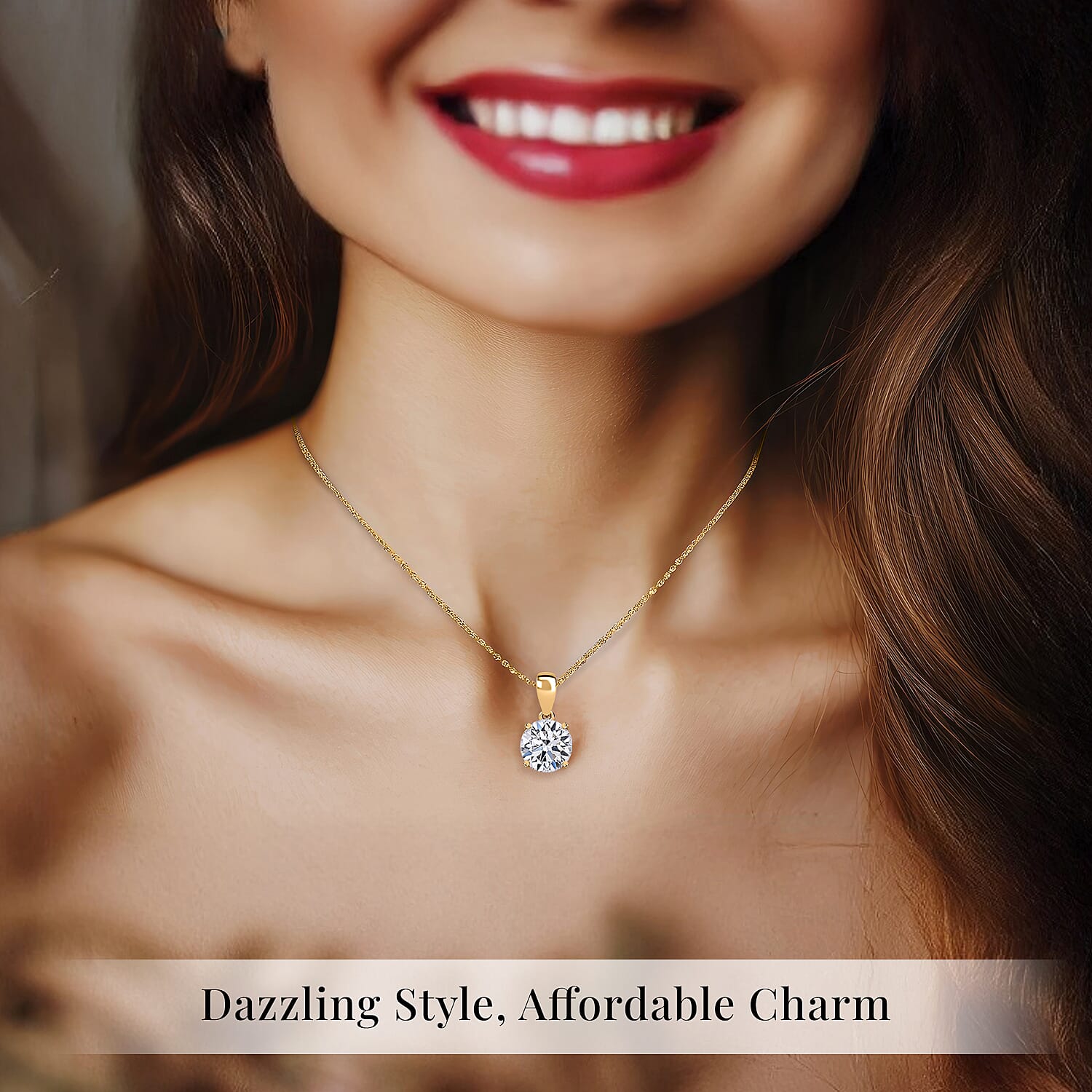 IGI Certified Luxuriant Lab Grown Diamond E-F VS 2.00 ctw Pendant Necklace in 14K Yellow Gold 20 Inches (Del. In 8-10 Days)