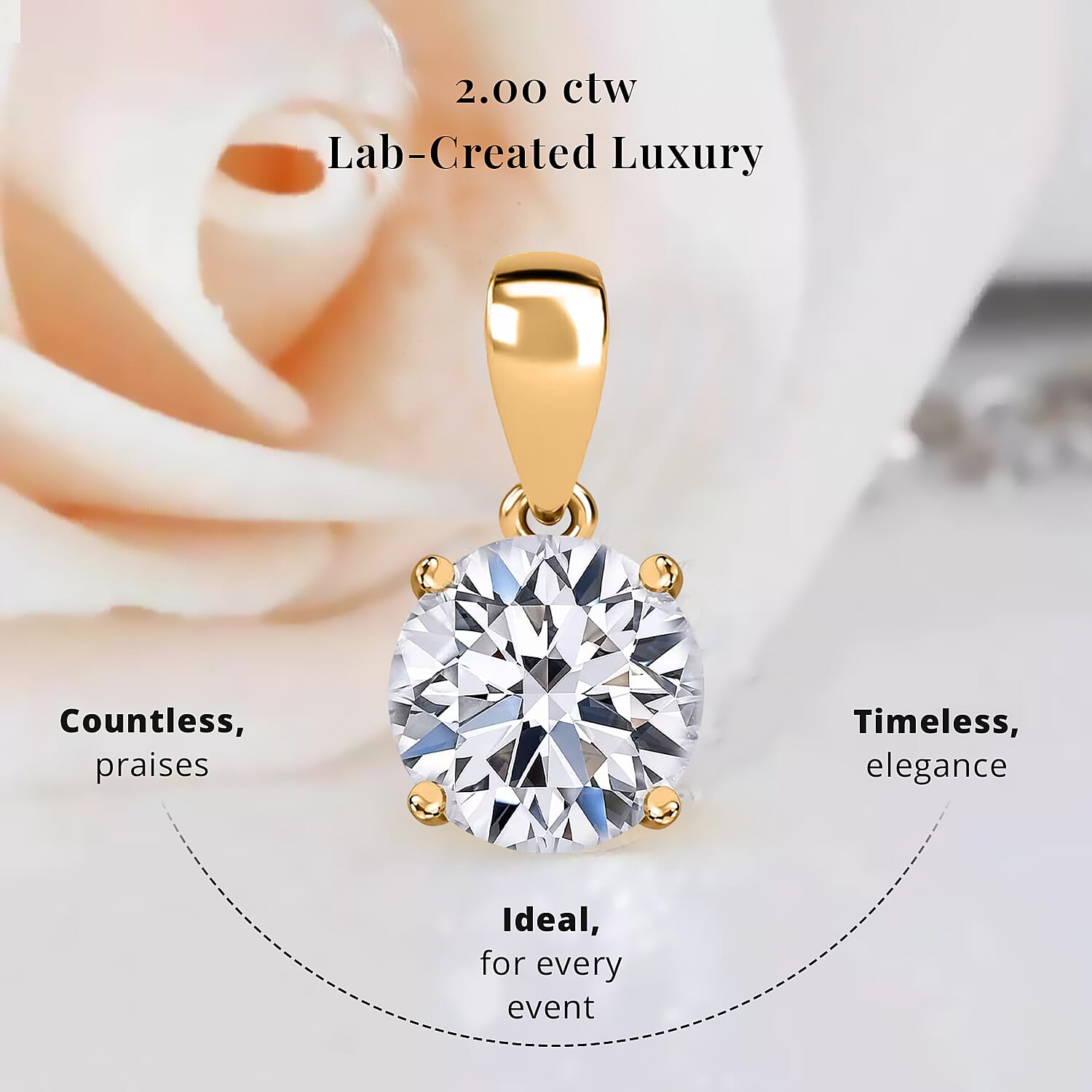 IGI Certified Luxuriant Lab Grown Diamond E-F VS 2.00 ctw Pendant Necklace in 14K Yellow Gold 20 Inches (Del. In 8-10 Days)