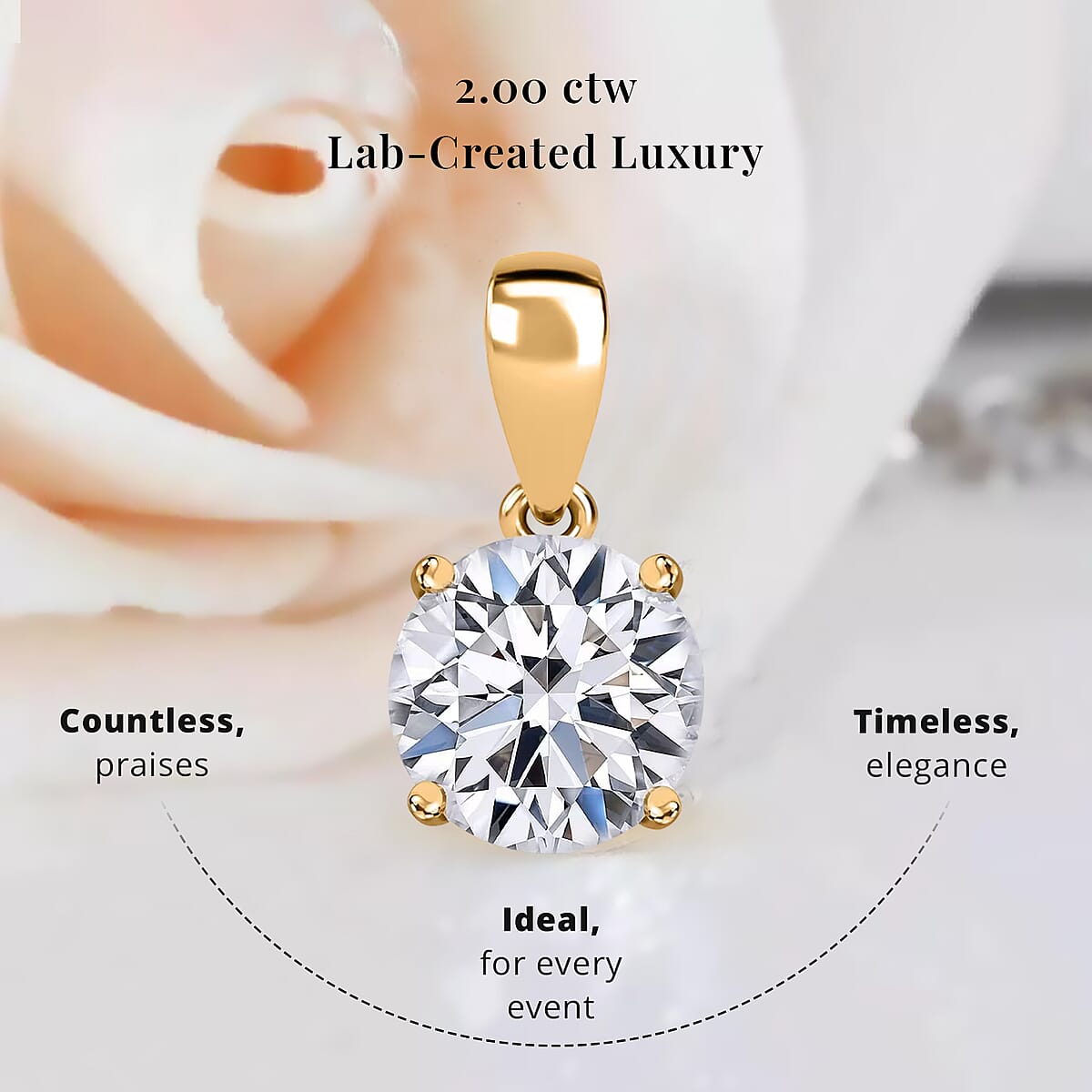 IGI Certified Luxuriant Lab Grown Diamond E-F VS 2.00 ctw Pendant Necklace in 14K Yellow Gold 20 Inches image number 2