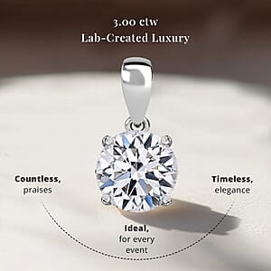 IGI Certified Luxuriant Lab Grown Diamond E-F VS 3.00 ctw Pendant Necklace in 14K White Gold 20 Inches (Del. In 8-10 Days)