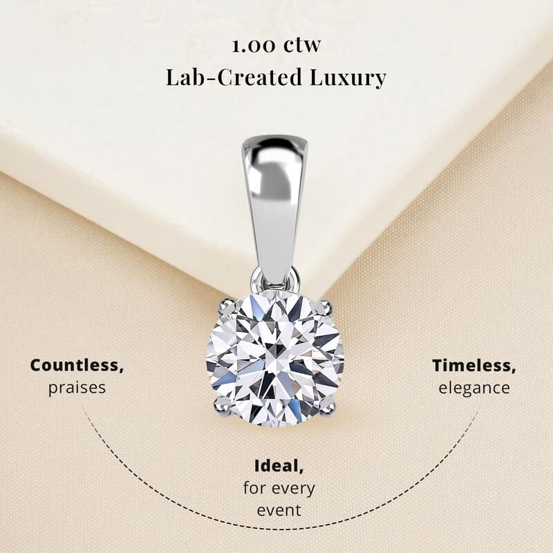 Luxuriant Lab Grown Diamond G-H SI 1.00 ctw Pendant Necklace in 14K White Gold 20 Inches