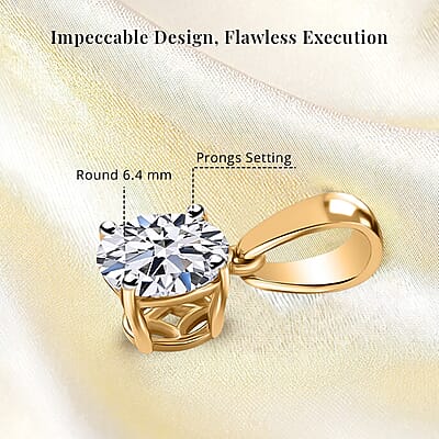 Luxuriant Lab Grown Diamond G-H SI 1.00 ctw Pendant Necklace in 18K Vermeil Yellow Gold Over Sterling Silver 20 Inches