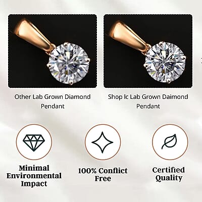 Luxuriant Lab Grown Diamond G-H SI 1.00 ctw Pendant Necklace in 18K Vermeil Yellow Gold Over Sterling Silver 20 Inches