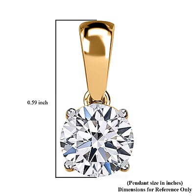 Luxuriant Lab Grown Diamond G-H SI 1.00 ctw Pendant Necklace in 18K Vermeil Yellow Gold Over Sterling Silver 20 Inches