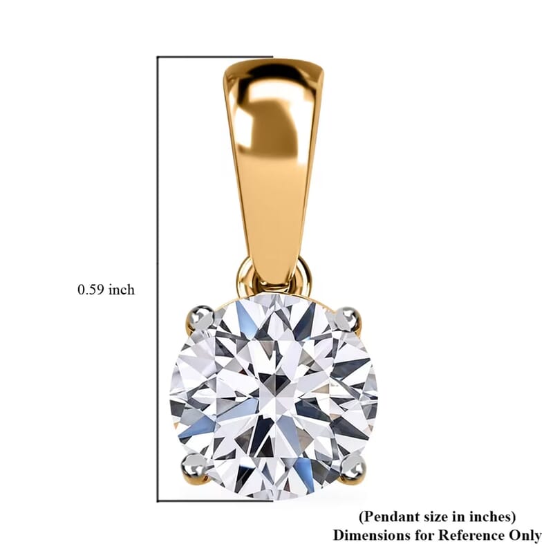 Luxuriant Lab Grown Diamond G-H SI 1.00 ctw Pendant Necklace in 18K Vermeil Yellow Gold Over Sterling Silver 20 Inches