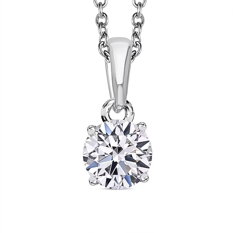 Luxuriant Lab Grown Diamond G-H SI 1.00 ctw Pendant Necklace in Rhodium Over Sterling Silver 20 Inches