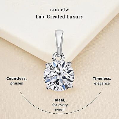 Luxuriant Lab Grown Diamond G-H SI 1.00 ctw Pendant Necklace in Rhodium Over Sterling Silver 20 Inches