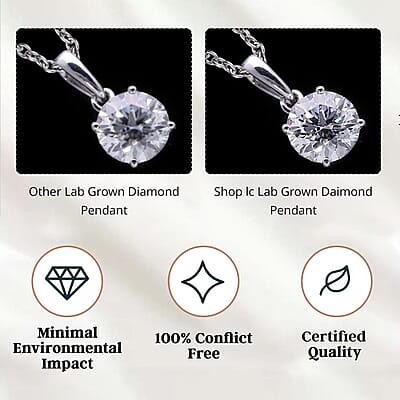 Luxuriant Lab Grown Diamond G-H SI 1.00 ctw Pendant Necklace in Rhodium Over Sterling Silver 20 Inches