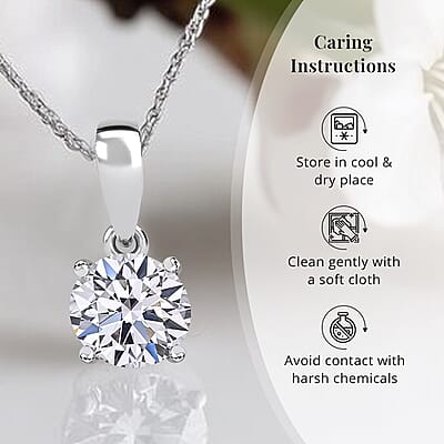 Luxuriant Lab Grown Diamond G-H SI 1.00 ctw Pendant Necklace in Rhodium Over Sterling Silver 20 Inches