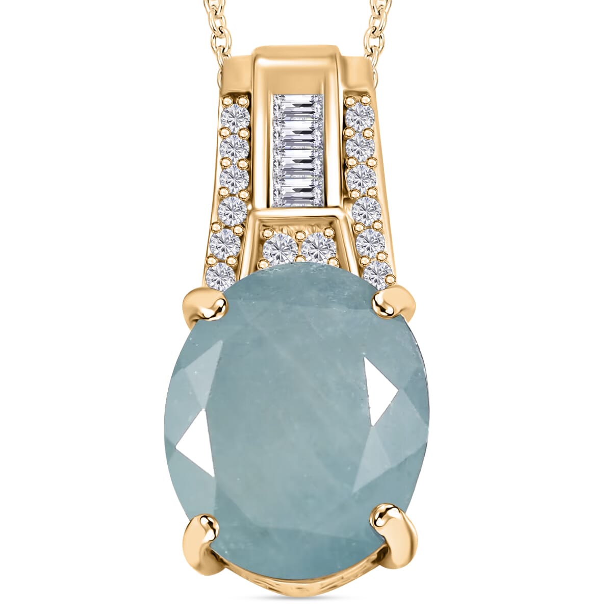 Grandidierite and Moissanite 4.98 ctw Pendant Necklace in 18K Vermeil Yellow Gold Over Sterling Silver 20 Inches image number 0