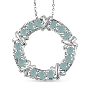 Grandidierite XOXO Pendant Necklace in Rhodium Over Sterling Silver 20 Inches 1.80 ctw