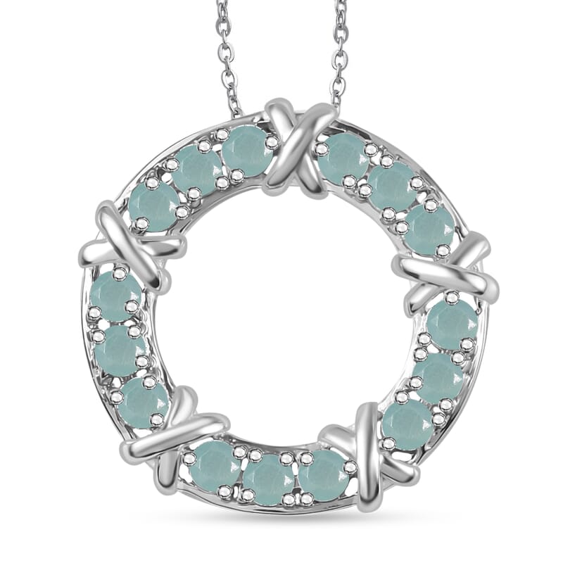 Grandidierite 1.80 ctw XOXO Pendant Necklace in Rhodium Over Sterling Silver 20 Inches