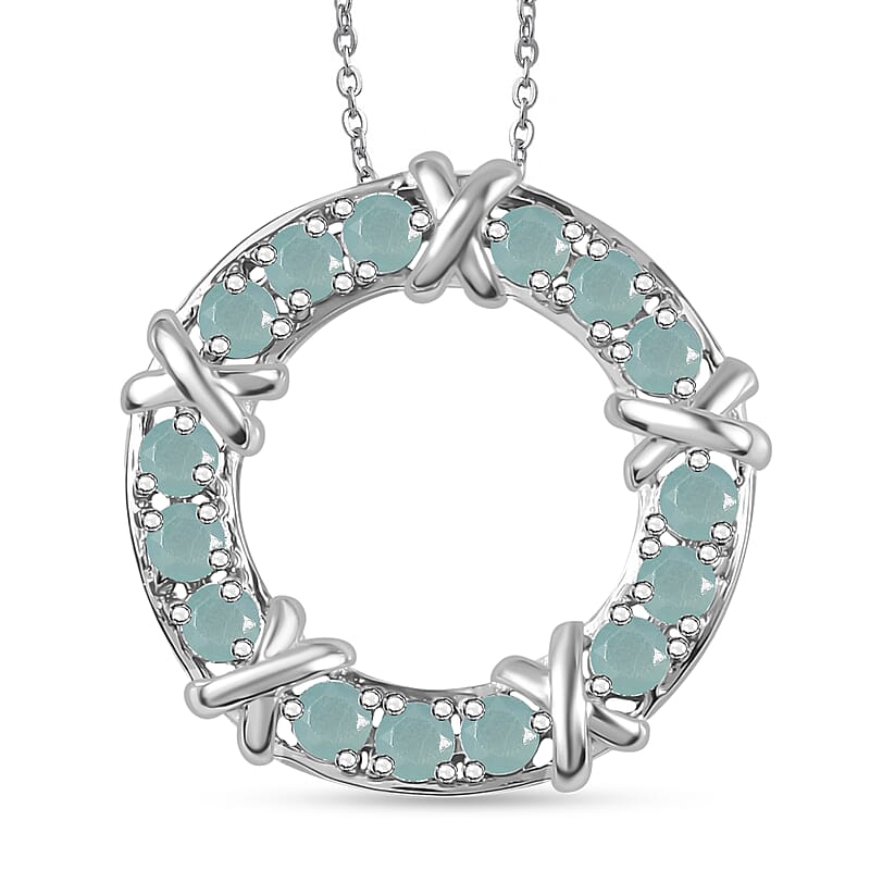 Grandidierite 1.80 ctw XOXO Pendant Necklace in Rhodium Over Sterling Silver 20 Inches