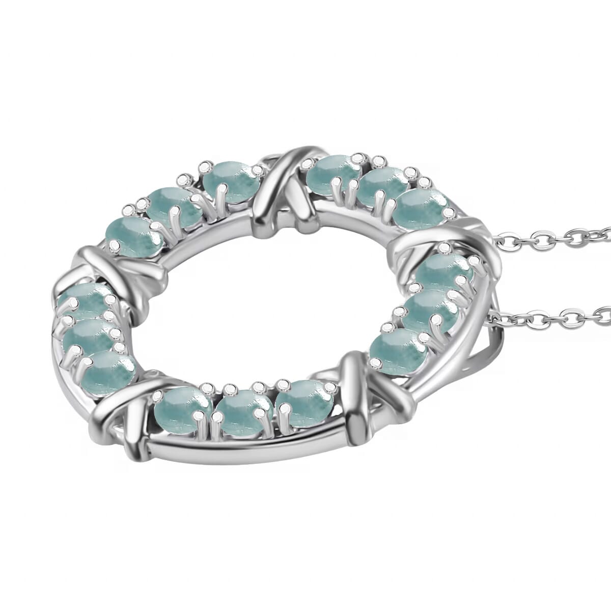 Grandidierite XOXO Pendant Necklace in Rhodium Over Sterling Silver 20 Inches 1.80 ctw image number 2