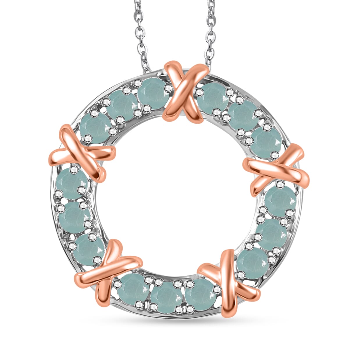 Grandidierite 1.80 ctw XOXO Pendant Necklace in 18K Vermeil Rose Gold and Rhodium Over Sterling Silver 20 Inches image number 0