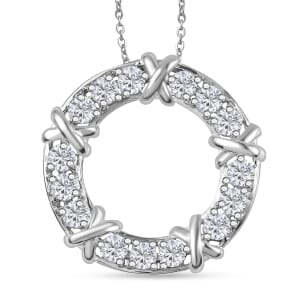 Moissanite 1.80 ctw XOXO Pendant Necklace in Rhodium Over Sterling Silver 20 Inches
