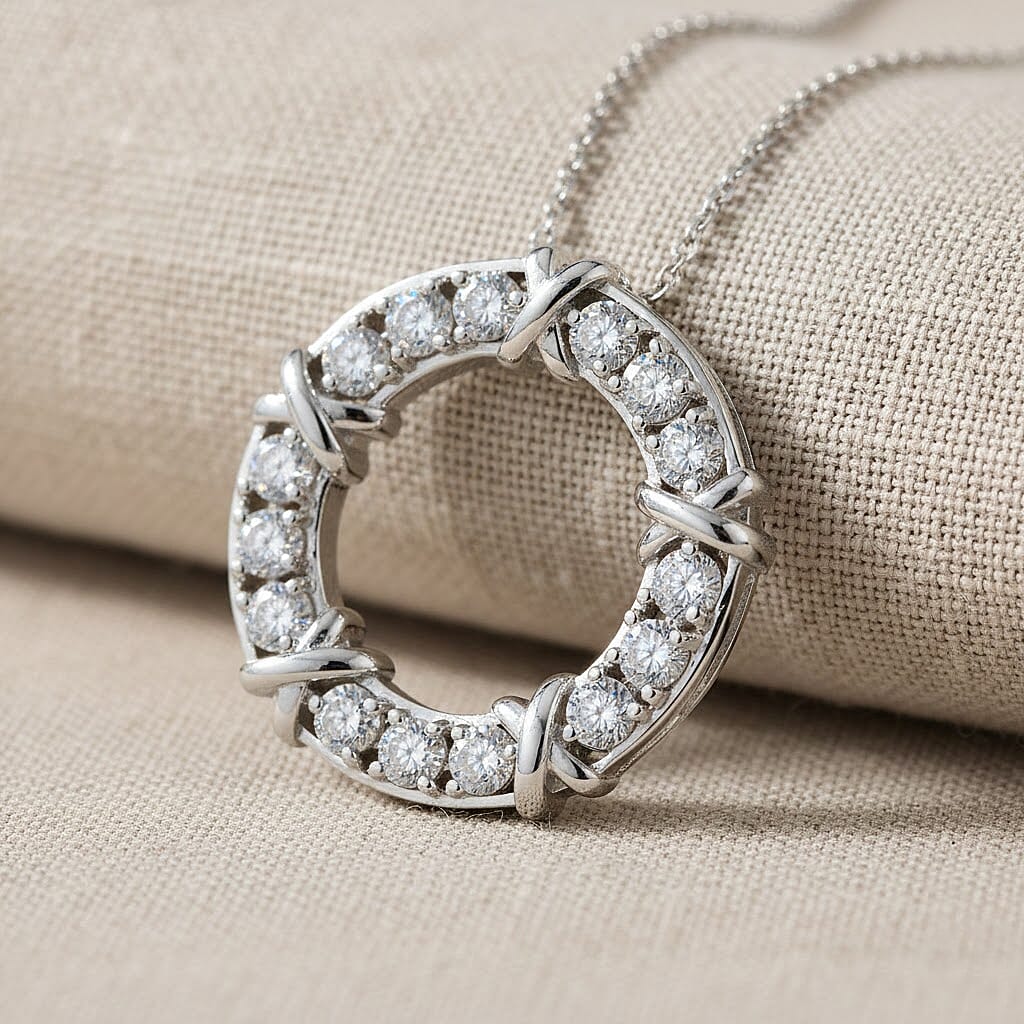 Moissanite / Rhodium Over Sterling Silver