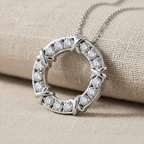 Moissanite / Rhodium Over Sterling Silver - Product card gallery slide 2 (9432765661439)