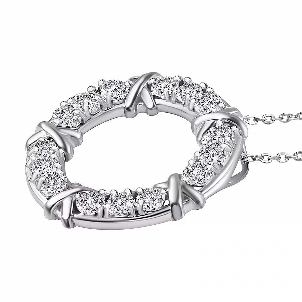 Moissanite / Rhodium Over Sterling Silver