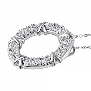 D'Joy Moissanite XOXO Pendant Necklace in Rhodium Over Sterling Silver 1.80 ctw (20 Inches)