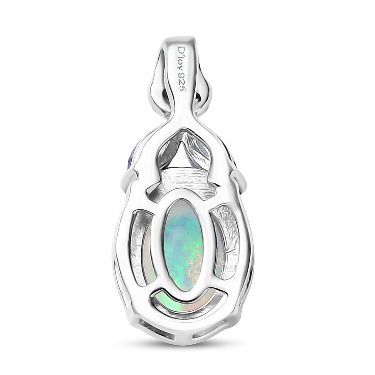 D'Joy Ethiopian Welo Opal and Multi Gemstone 1.10 ctw Pendant Necklace in Rhodium Over Sterling Silver 20 Inches