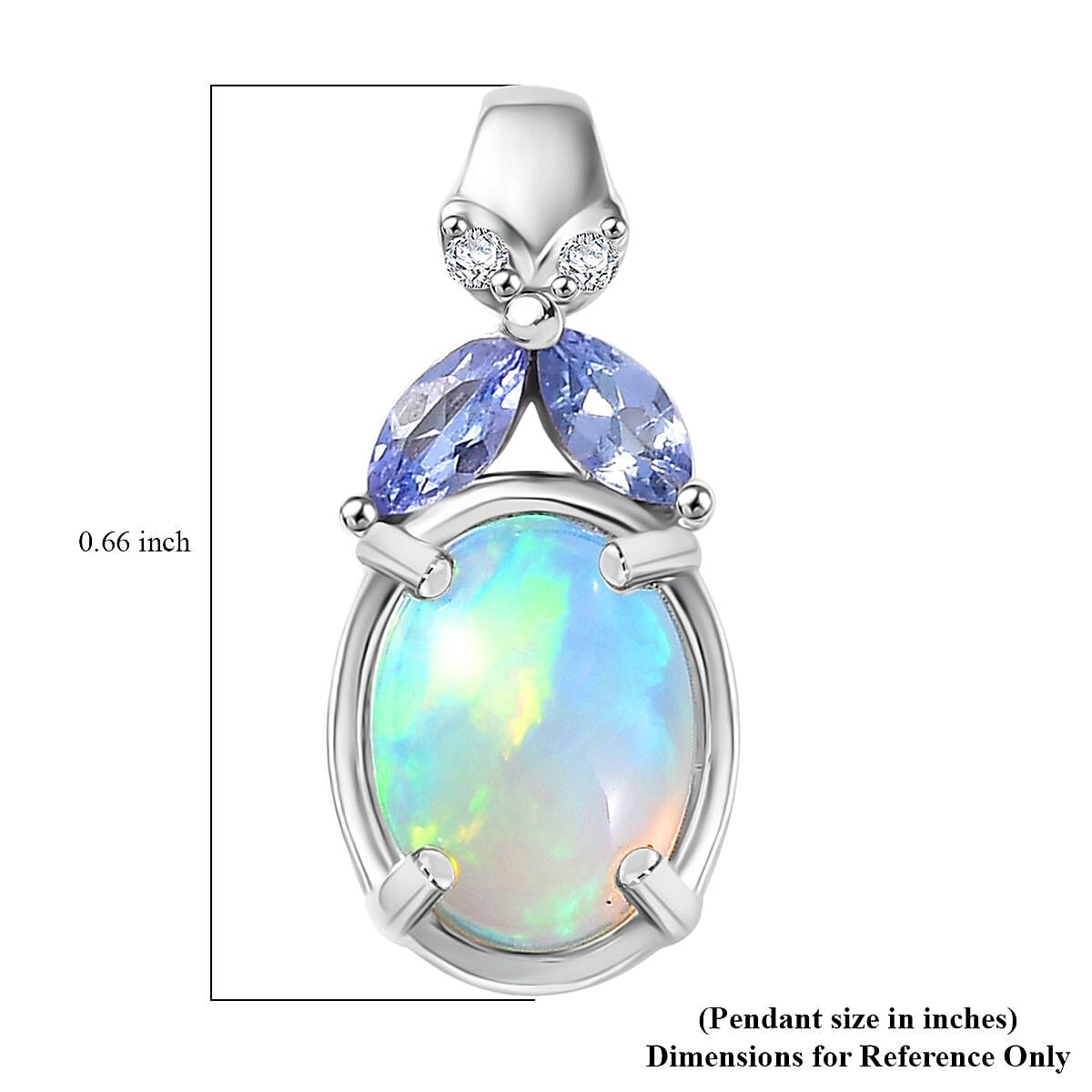 D'Joy Ethiopian Welo Opal and Multi Gemstone 1.10 ctw Pendant Necklace in Rhodium Over Sterling Silver 20 Inches