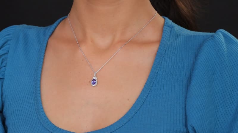 AAA Tanzanite, Luxuriant Lab Grown Diamond (G-H, I1) (0.29 cts) Pendant Necklace (20 Inches) in Rhodium Over Sterling Silver 1.40 ctw