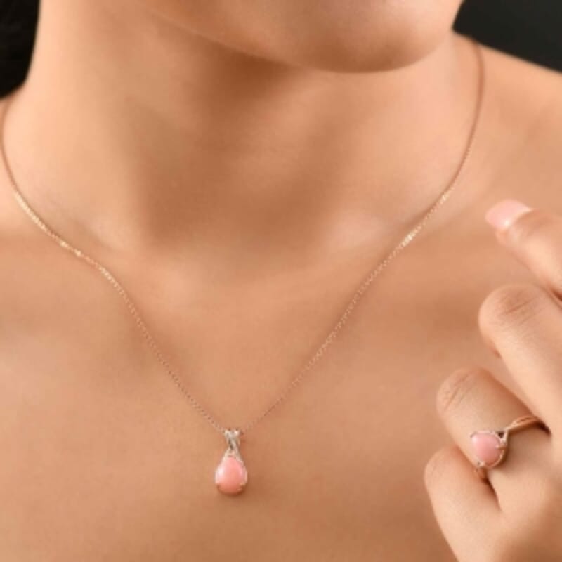 Vinicunca Peruvian Opal 3.24 ctw Ring (Size 9.0) and Pendant in Sterling Silver