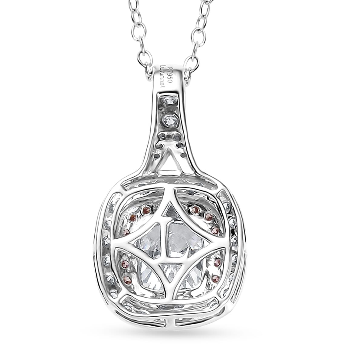 IGI Certified Luxuriant Lab Grown White and Pink Diamond VS 3.00 ctw Double Halo Pendant Necklace in 950 Platinum 20 Inches 6 Grams image number 4
