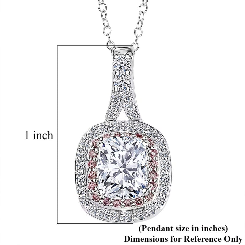 IGI Certified Luxuriant Lab Grown Diamond VS and Lab Grown Pink Diamond (IR) 3.00 ctw Radiant Halo Pendant Necklace in 950 Platinum 20 Inches 6 Grams