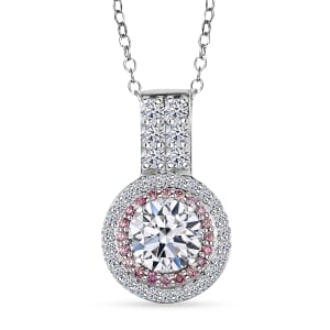 IGI Certified Luxuriant Lab Grown White and Pink Diamond VS 2.90 ctw Radiant Halo Pendant Necklace in 950 Platinum 20 Inches 7.10 Grams