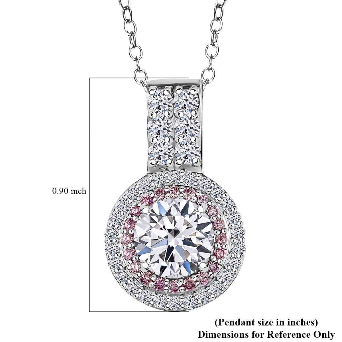 IGI Certified Luxuriant Lab Grown White and Pink Diamond VS 2.90 ctw Radiant Halo Pendant Necklace in 950 Platinum 20 Inches 7.10 Grams image number 5