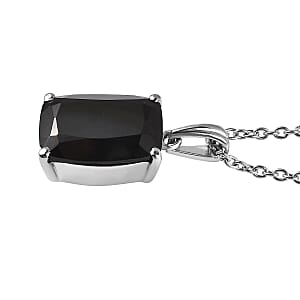 EverTrue Thai Black Spinel 8.50 ctw Solitaire Pendant Necklace in Stainless Steel 20 Inches