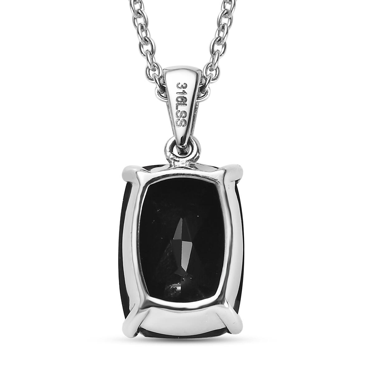 Thai Black Spinel 8.50 ctw Solitaire Pendant Necklace in Stainless Steel 20 Inches image number 4