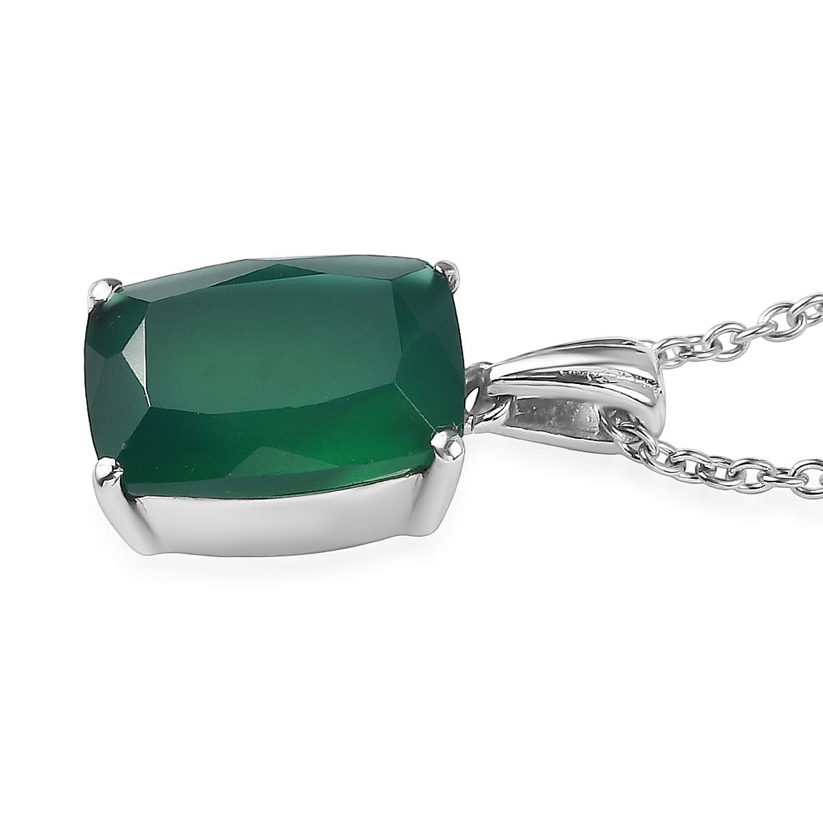 EverTrue Verde Onyx 6.20 ctw Solitaire Pendant Necklace in Stainless Steel 20 Inches image number 3