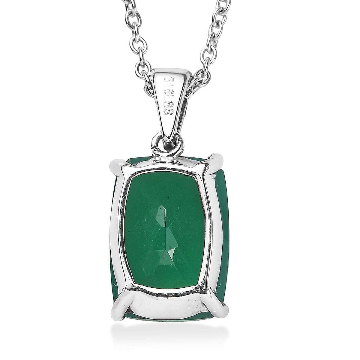 EverTrue Verde Onyx 6.20 ctw Solitaire Pendant Necklace in Stainless Steel 20 Inches image number 4